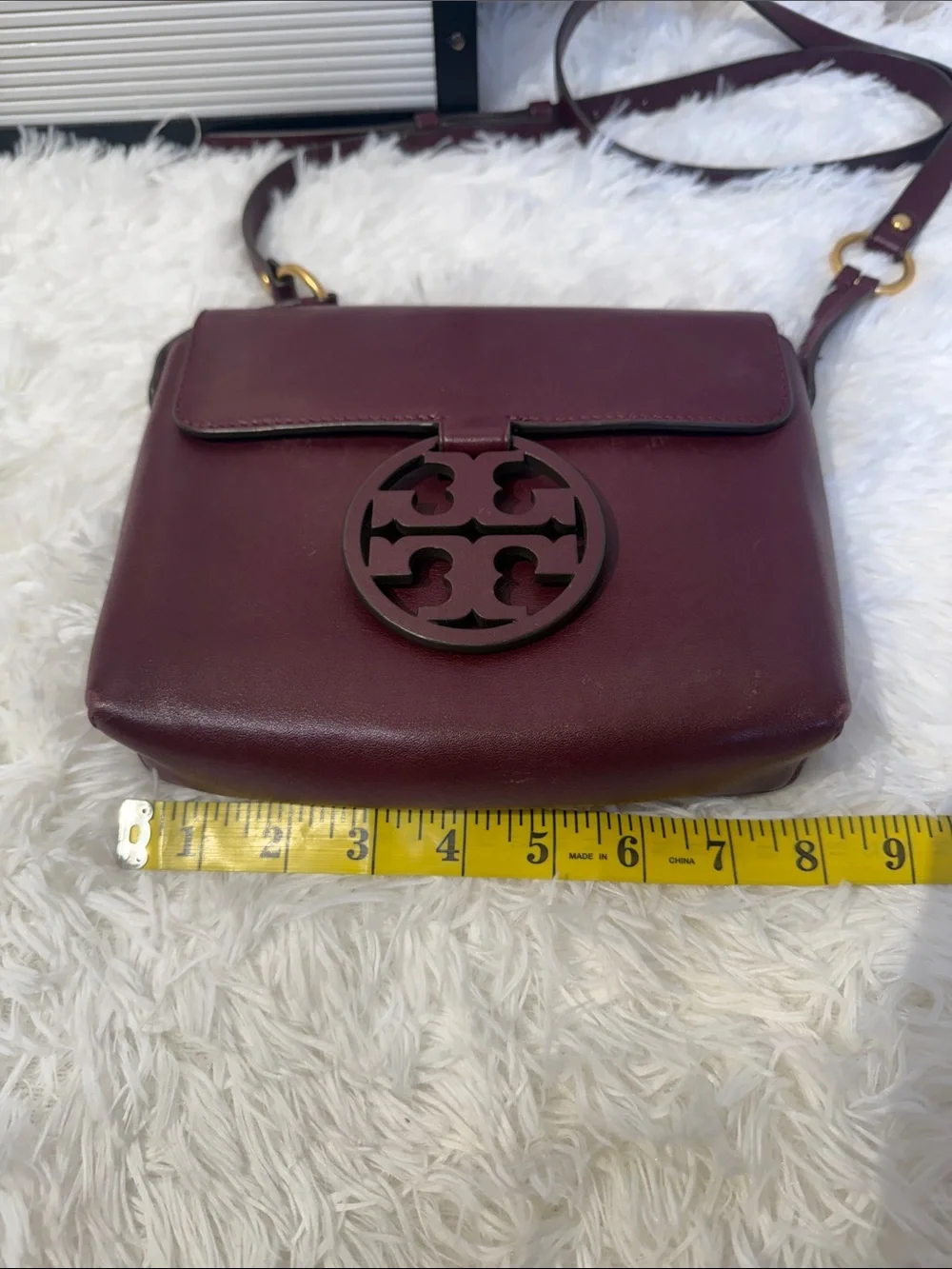 Tory Burch Burgundy Leather Miller Crossbody Bag